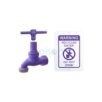 Recycled Water Hose Cock  ½ Fi Brass With Anti-Vandal Key & Warning Plate 