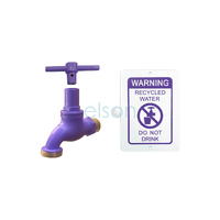 Recycled Water Hose Cock  ½ Mi Brass With Anti-Vandal Key & Warning Plate 