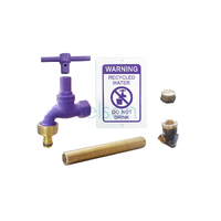 Recycled Water Hose Cock ½Fi Brass With Anti-Vandal Key?Hose Adaptor & Warning Plate Kit