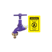 Recycled Water Hose Cock 3/4 Mi Brass With Anti-Vandal Key?Hose Adaptor & Yellow Warning Plate