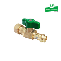 Elson Lf Press Water Ball Valve Lf Dr Brass T/H G3/4 Fi L/Nut X DN15 Press