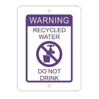 75mm x 100mm RECYCLED WATER WARNING SIGN LILAC