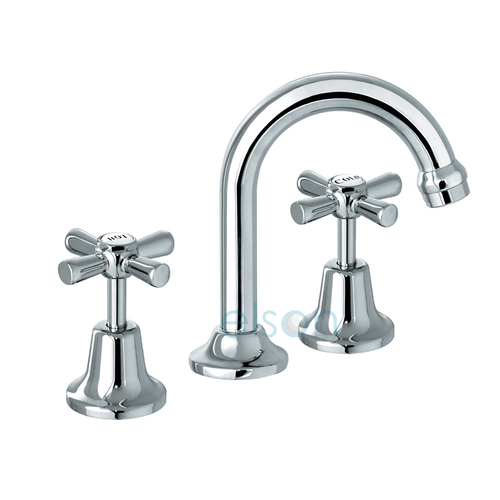 Easy Clean Basin Set W/Goose Neck Spout Chrome Wels 4 Star