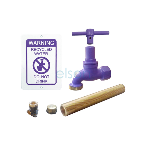 Recycled Water Hose Cock  ½ Fi Brass With Anti-Vandal Key & Warning Plate Kit