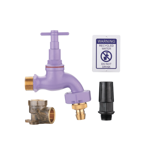 5/8" MI RECYCLED WATER V/PROOF HOSE COCK SET LILAC