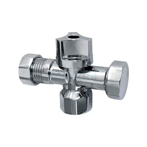 Elson 1/4 Turn Dual Tap W/ 1/2" & 3/4" Caps C/P