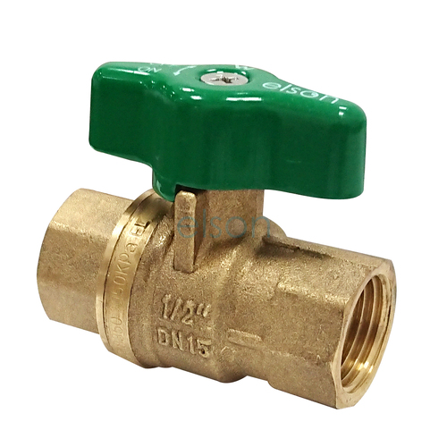  Elson Ball Valve 722 Series Dual Approved Dr Brs T/H F/F Rp1/2 Green Hndl