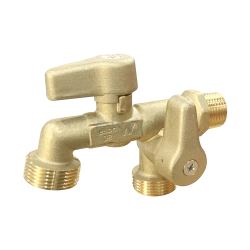 Elson Ball Hose Cock Dual Outlet Dr Brs R1/2 Inlet X G3/4B Mi Outlet 72662