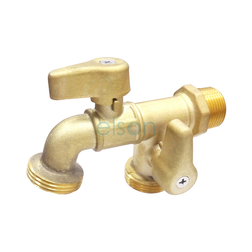 Elson Ball Hose Cock Dual Outlet Dr Brass R3/4 Inlet X G1B Mi Outlet 72666