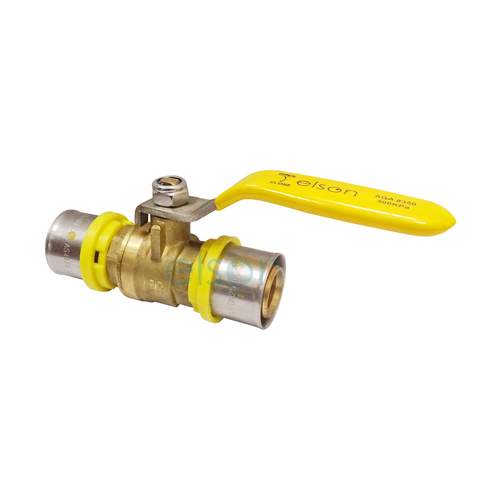 Elson Bushpex Crimp Gas Ball Valve Lf Dr Brass L/H 25mm 