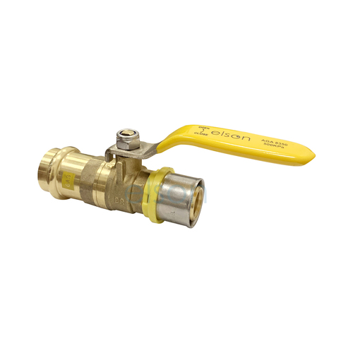 Elson Press Gas To Bushpex Crimp Gas Ball Valve Lf Dr Brass L/Hndl 25mm