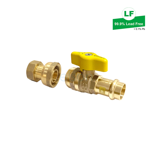 Elson Lf Gas Union Ball Valve Lf Dr Brass G3/4 Fi To DN20 Press