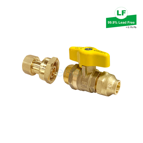 Elson Lf Gas Union Ball Valve Lf Dr Brass G3/4 Fi To 20Cn Flared