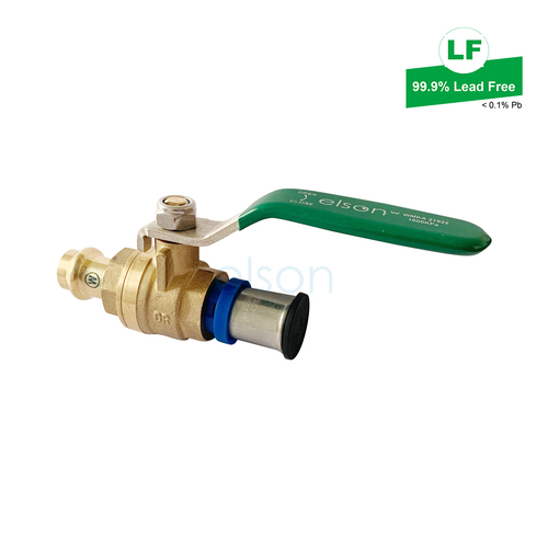 Elson Lf Press To Bushpex Crimp-On Pex Ball Valve Lf Dr Brass L/H 16mm