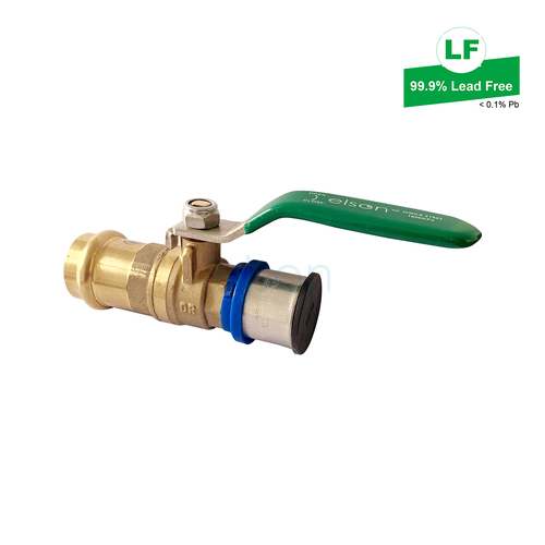 Elson Lf Press To Bushpex Crimp-On Pex Ball Valve Lf Dr Brass L/H 25mm